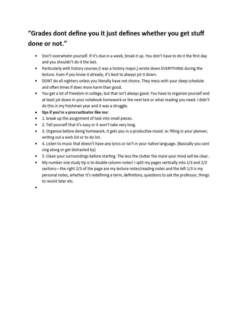 Study Tips From College Students Pdf