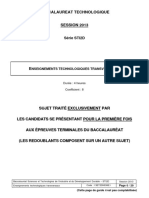 Sti2d Enseignements Techno Transverseaux 2013 Metropole Sujet Officiel