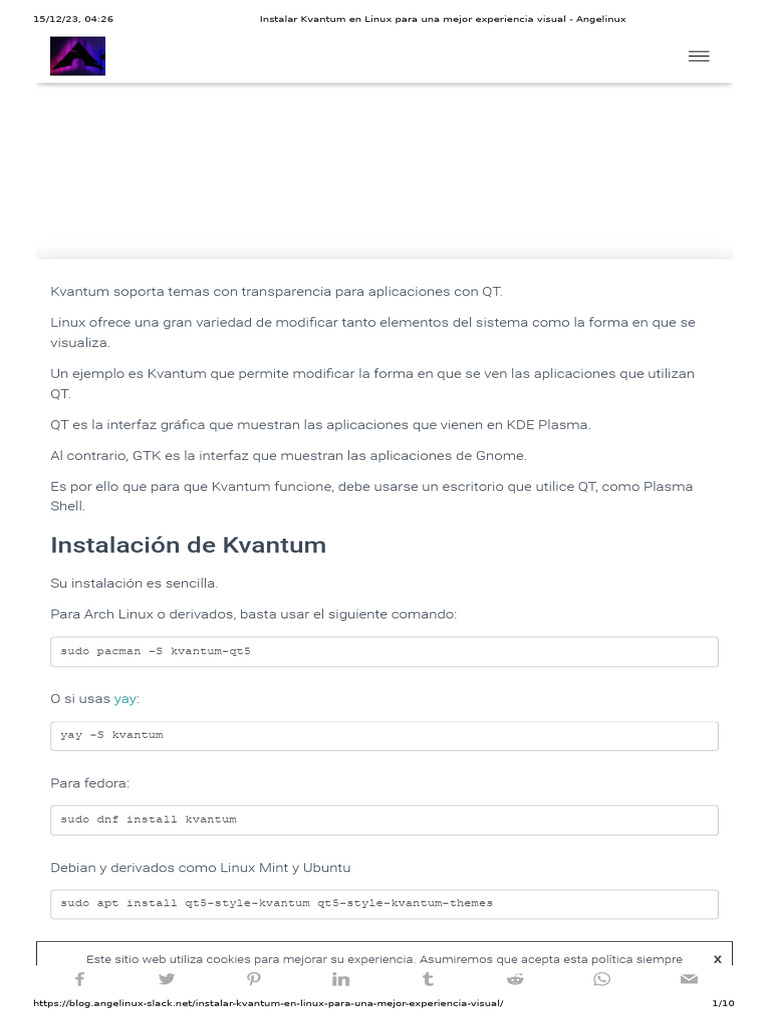 Instalar kvantum en linux para una mejor experiencia visual angelinux