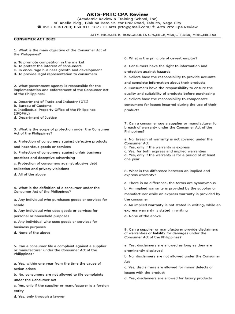 Consumer Act 2023 040924 PDF Implied Warranty Legal Liability