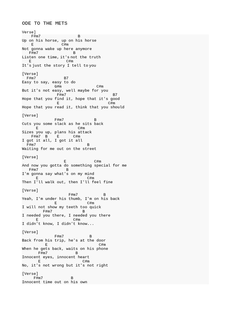 Ode To The Mets | PDF