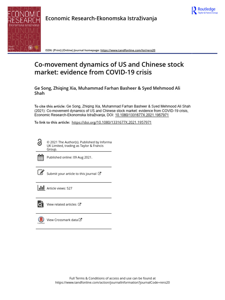 Co Movement Dynamics of US and Chinese Stock Market Evidence From COVID ...