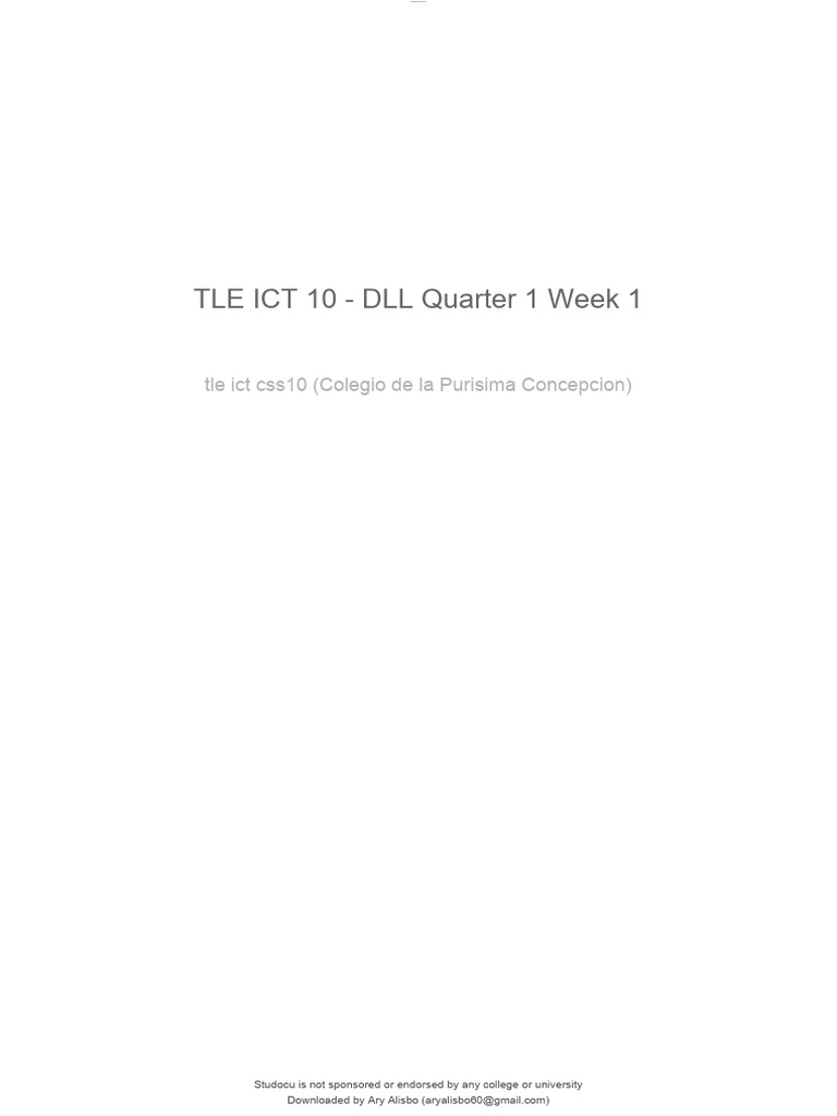 Tle Ict 10 DLL Quarter 1 Week 1 | PDF | Operating System | Computer ...