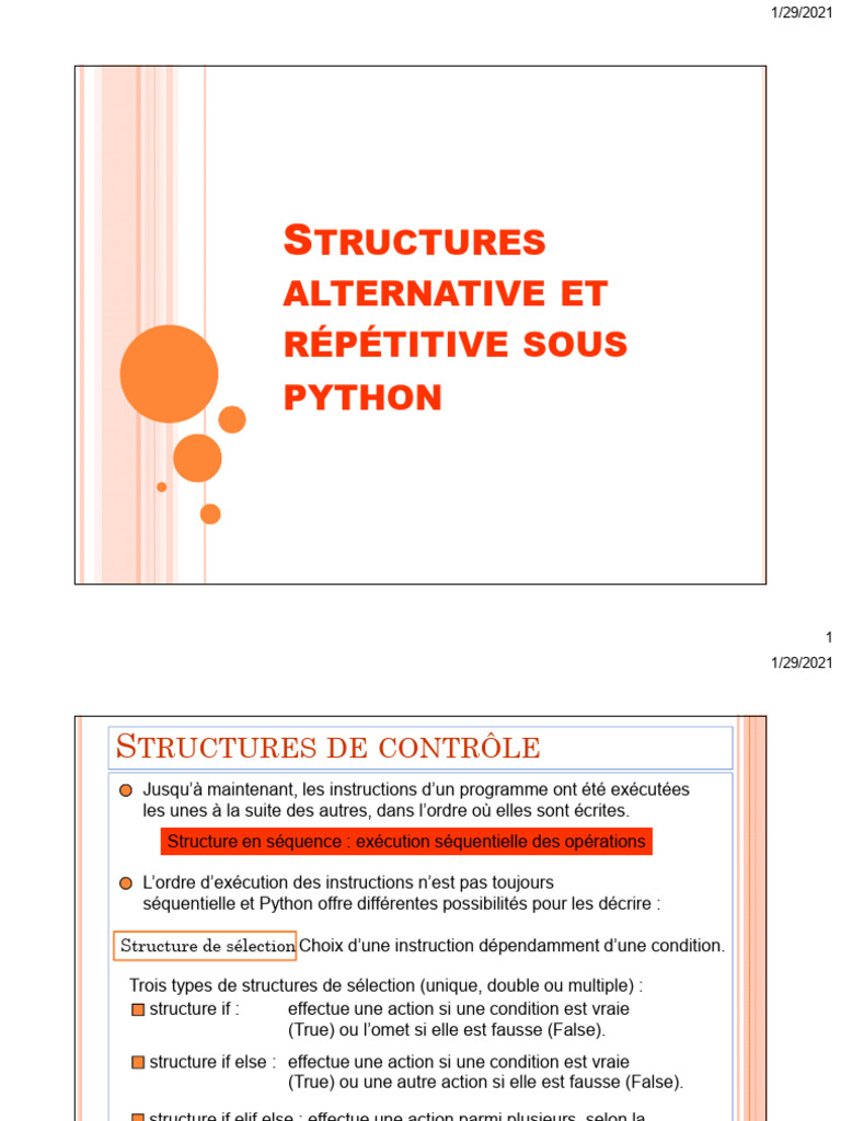 Structures de contrôle en Python | PDF | Structure de contrôle ...