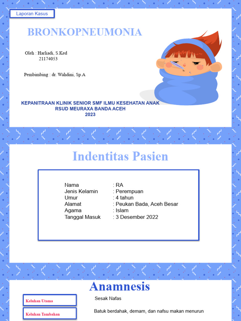 Laporan Kasus Bronkopneumonia Anak 4 Tahun | PDF
