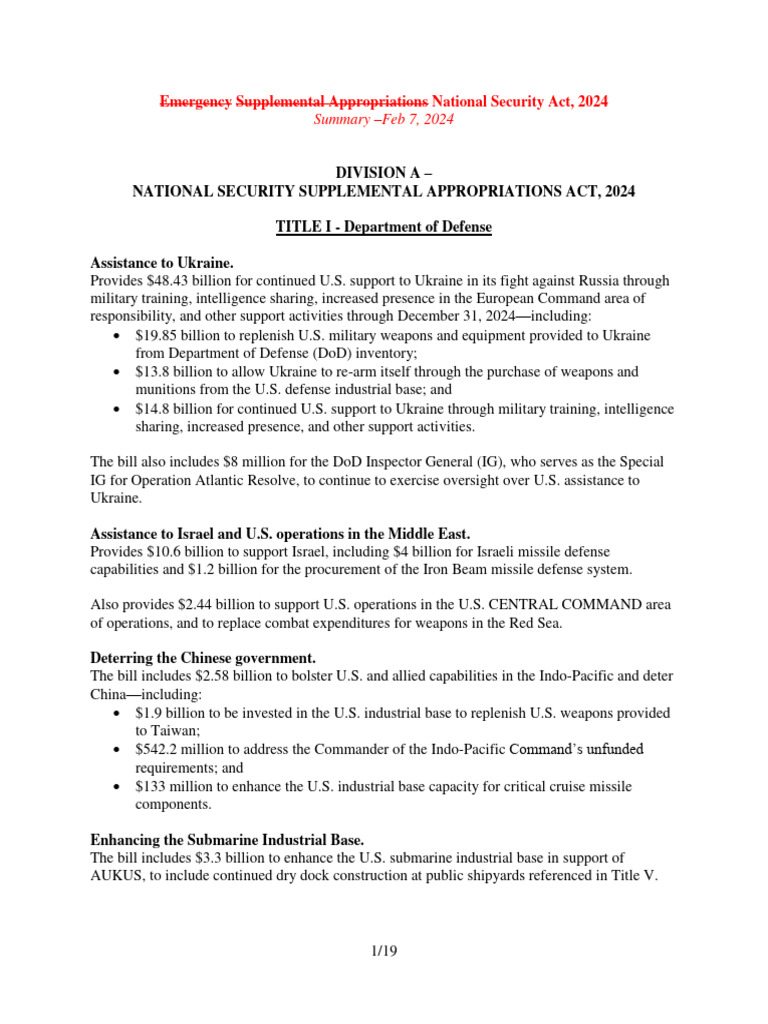 Summary of the National Security Act of 2024 PDF Emigration