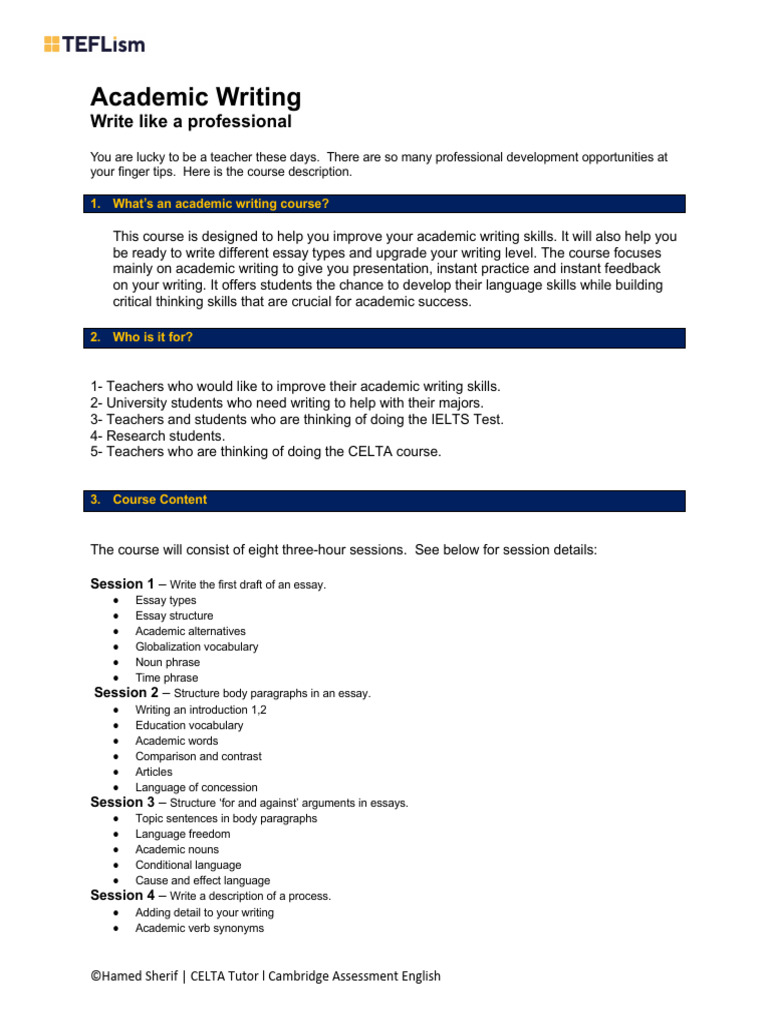 Academic Writing Course for Teachers | PDF | Essays | English Language