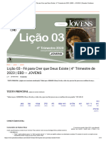 Lição 03 - Fé para Crer Que Deus Existe - 4° Trimestre de 2023 - EBD - JOVENS - Pecador Confesso