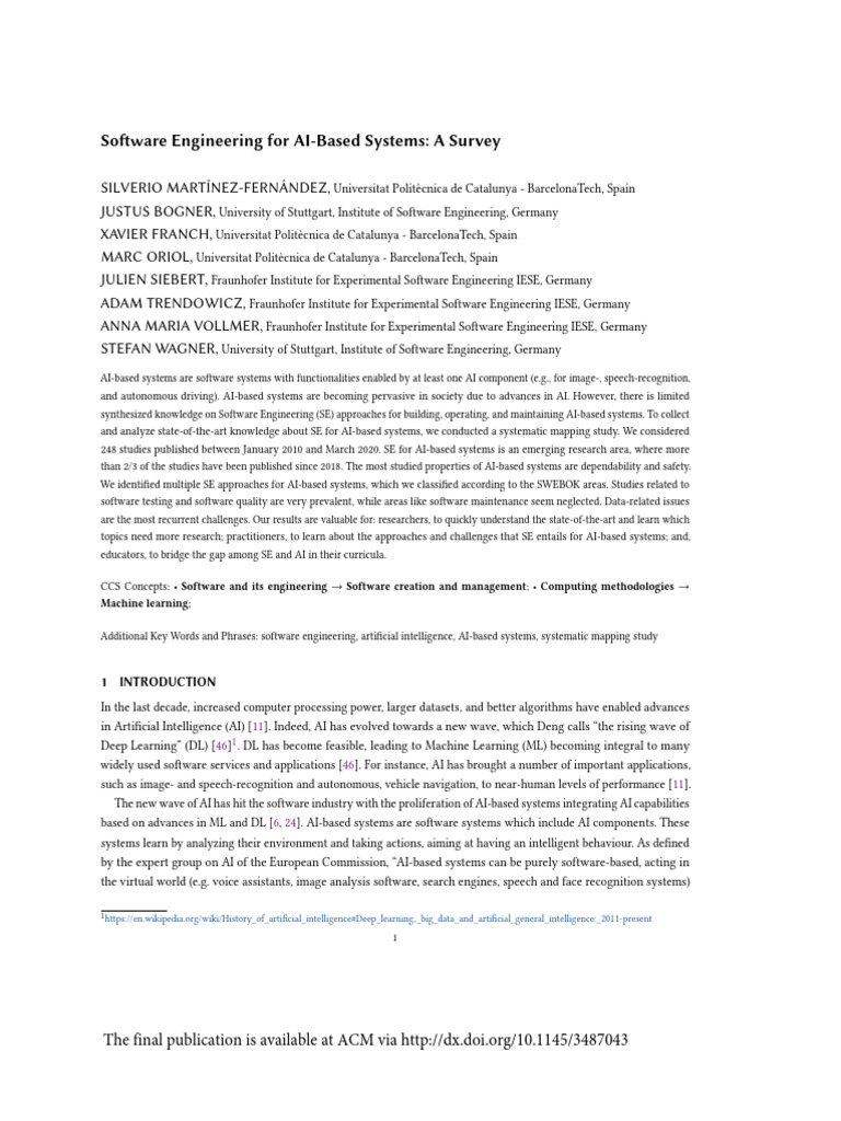 AI-Based Systems Software Survey | PDF | Artificial Intelligence ...
