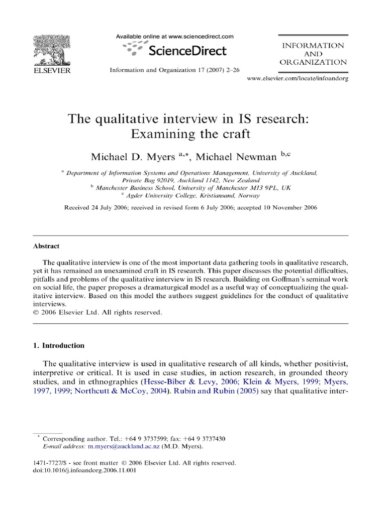 The Qualitative Interview in Is Research, Examining The Craft | PDF