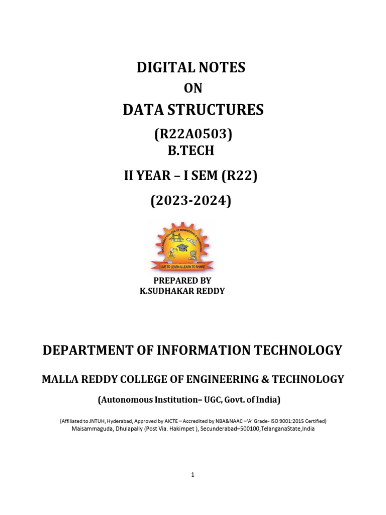 It r22 Data Structures Digital-Notes | PDF | Inheritance (Object ...