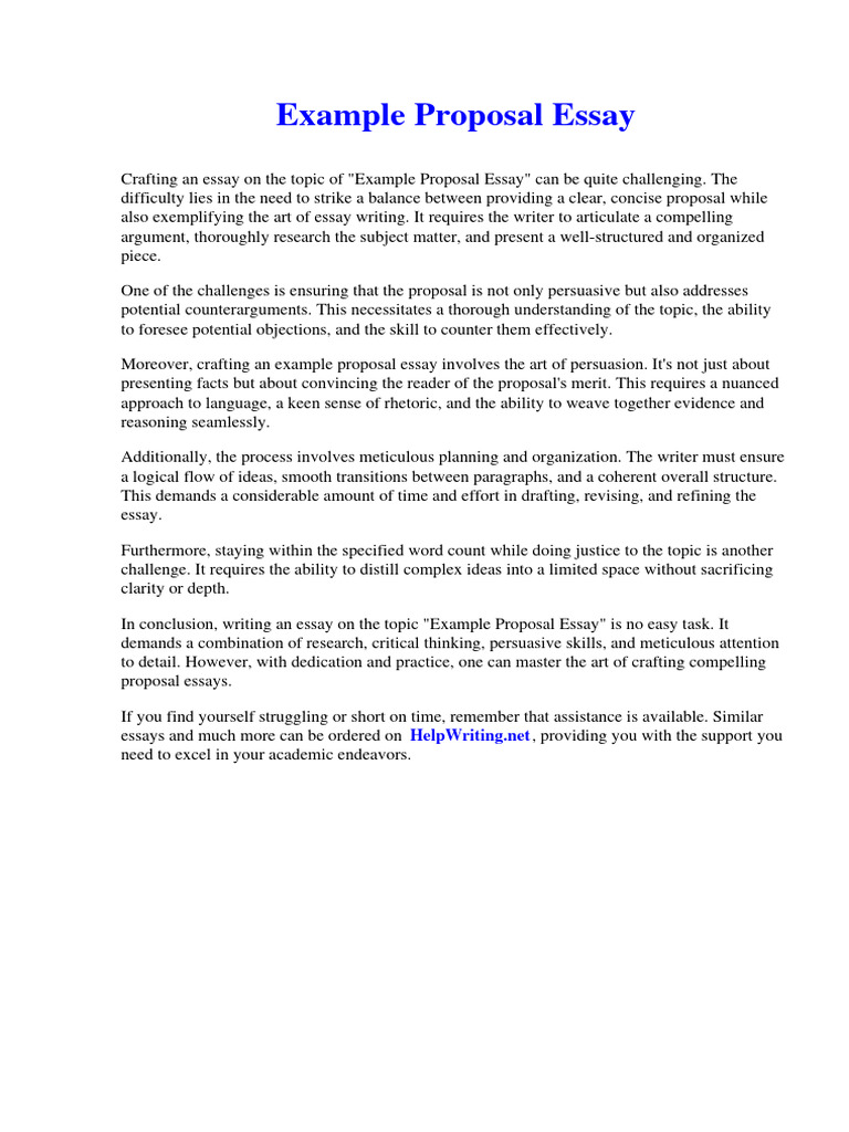 Example Proposal Essay | PDF
