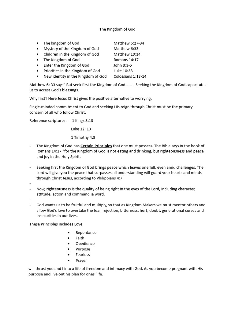 The Kingdom of God | PDF | Kingship And Kingdom Of God | Jesus