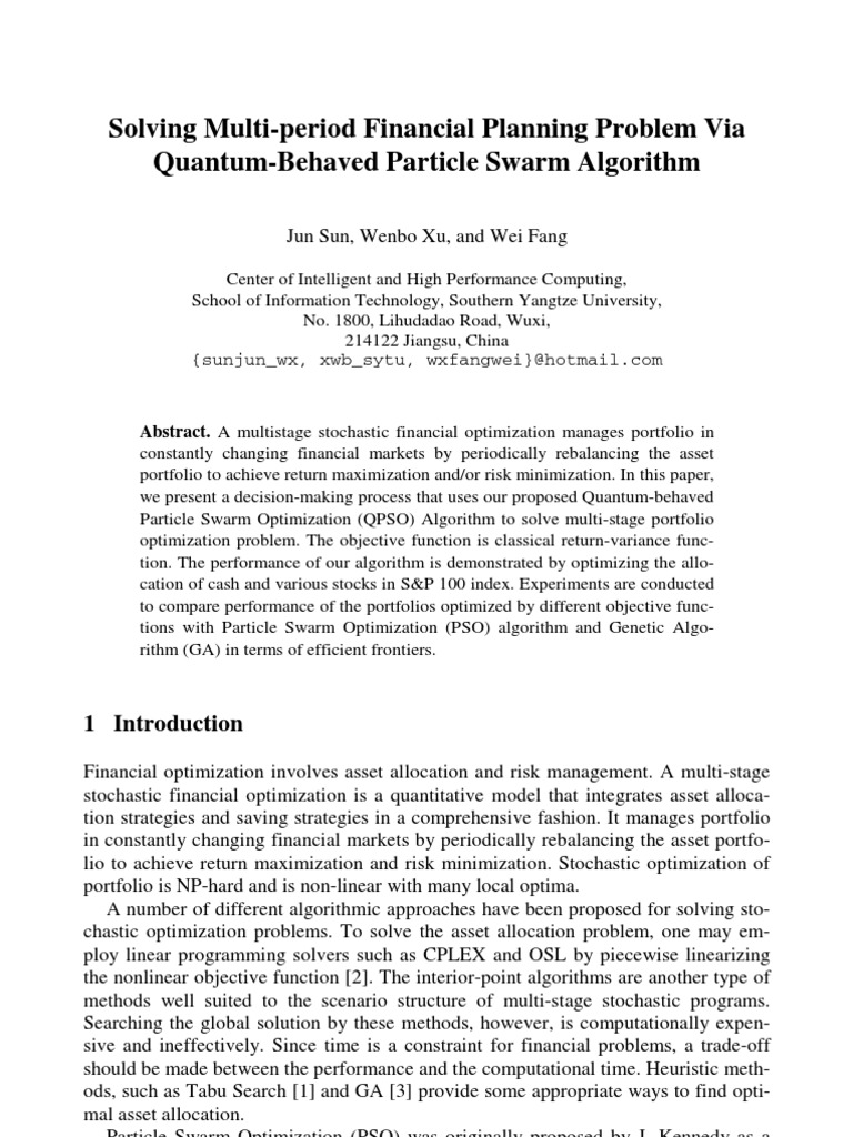 Multi Period Financial Planning | PDF | Mathematical Optimization ...