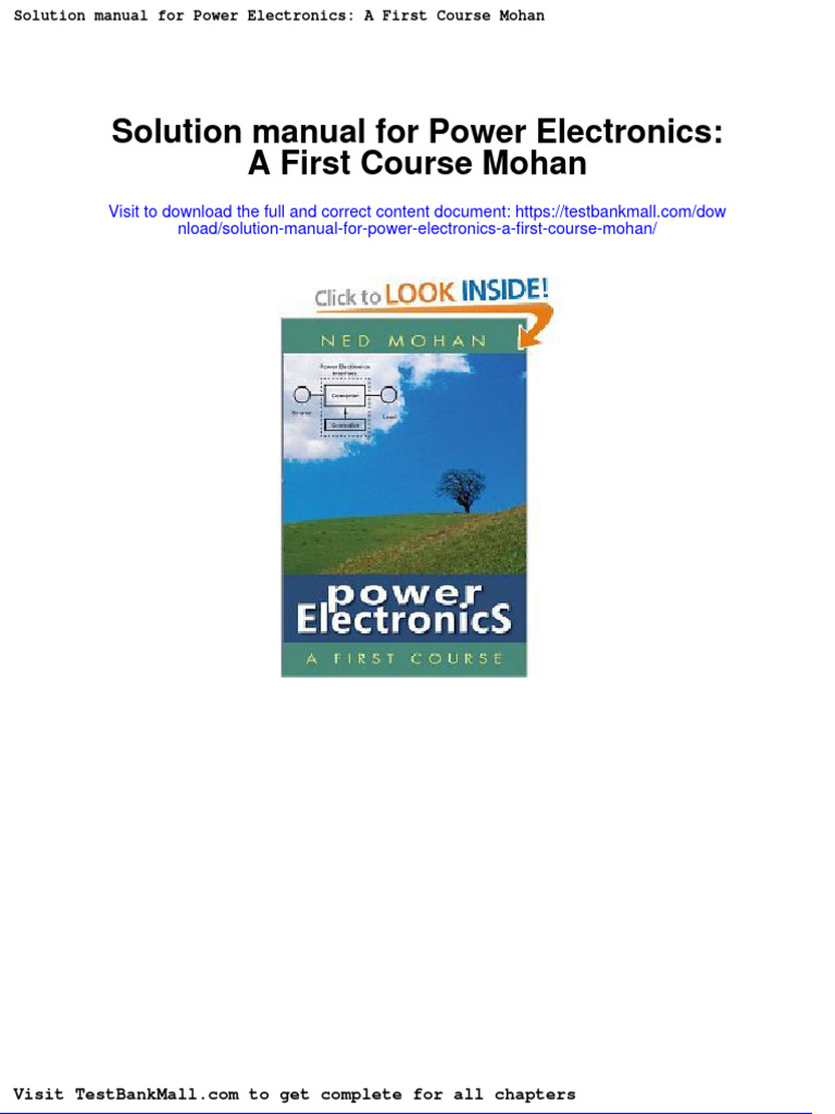 Full Solution Manual For Power Electronics A First Course Mohan PDF