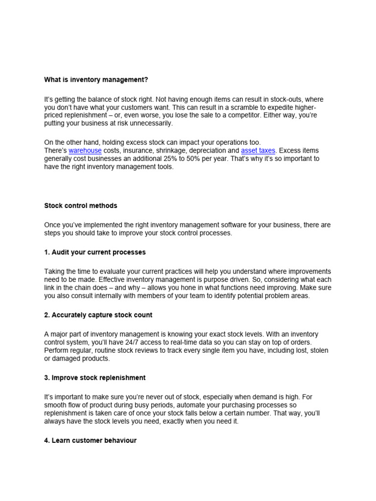 Effective Inventory Management Strategies | PDF | Inventory | Lean ...