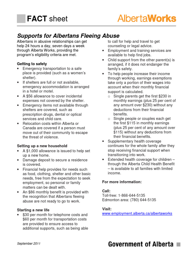Alberta Works Support for Abuse Victims | PDF | Alberta | Child Support
