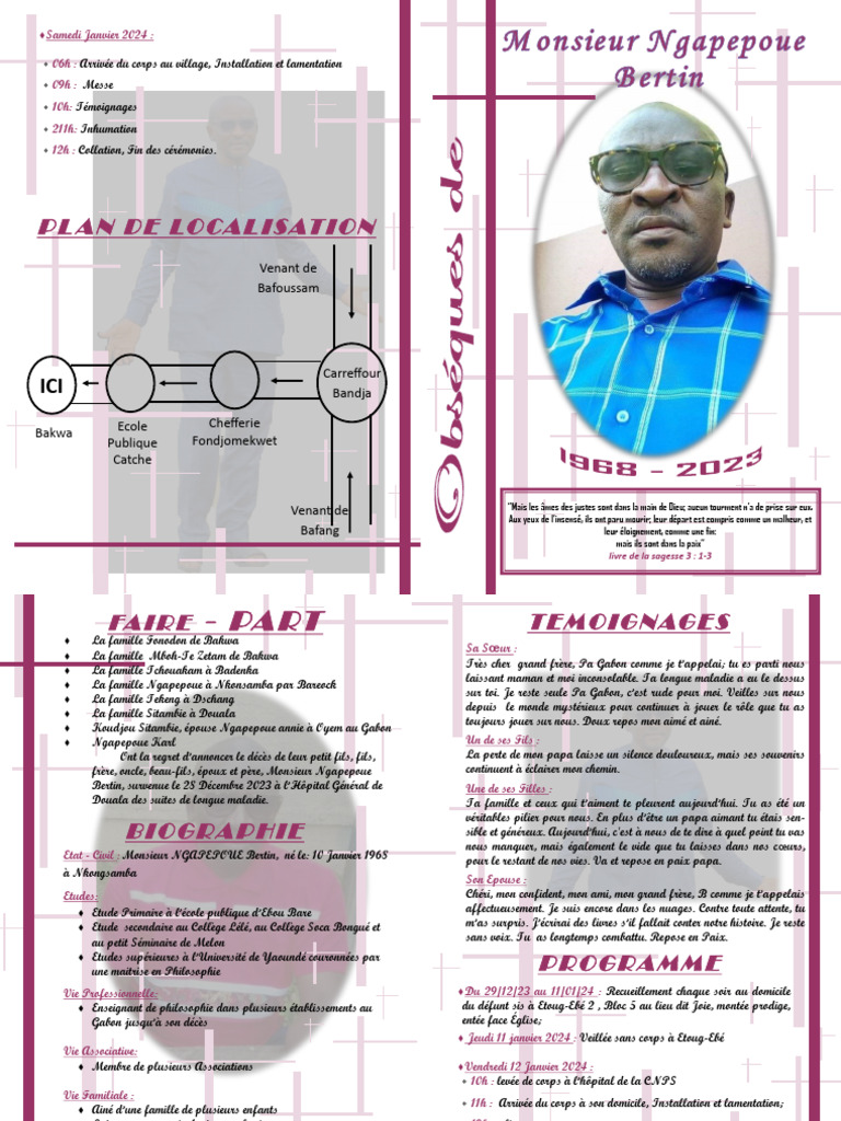 Programme des obsèques de Ngapepoue Bertin | PDF