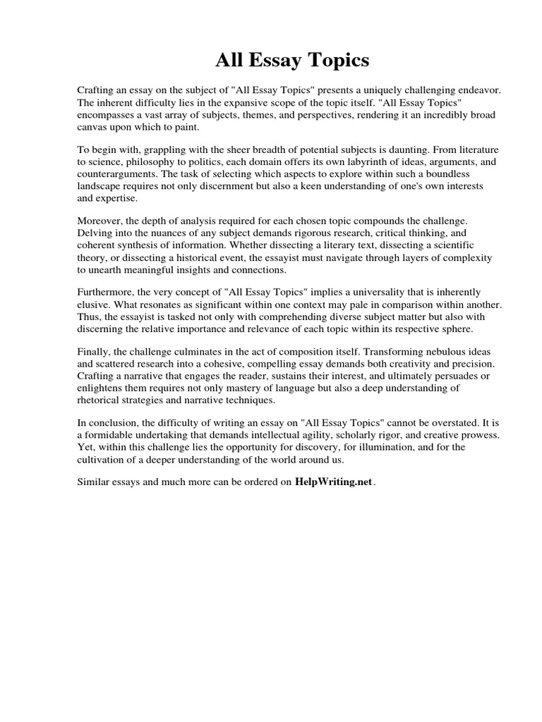 All Essay Topics | PDF | Databases | Mental Disorder