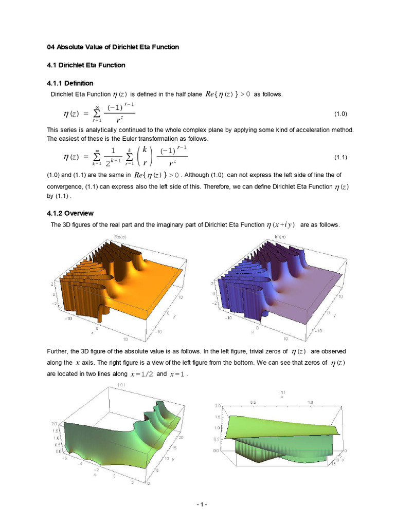 Dirichlet Eta Function Overview | PDF | Discrete Mathematics | Complex ...