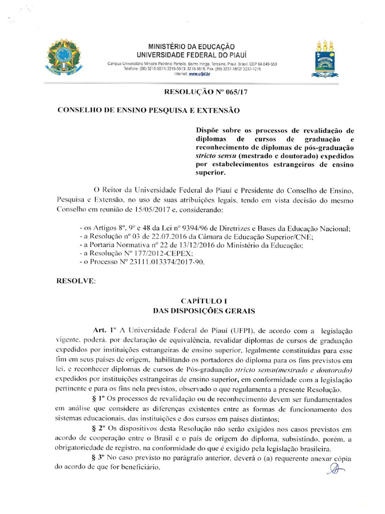 065.2017-CEPEX - Dispõe Sobre Revalidação de Diplomas de Graduação e ...