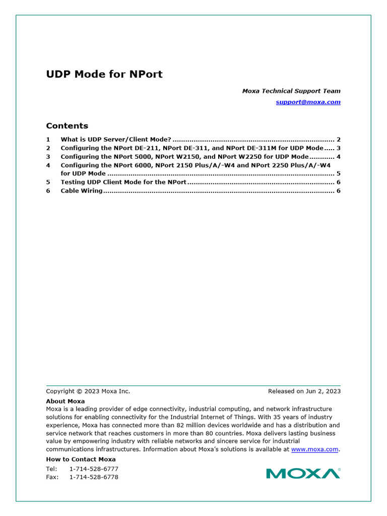 Moxa Udp Mode For Nport Tech Note v2.0 | PDF | Port (Computer ...