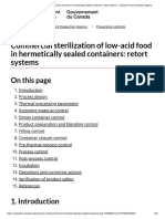 Commercial Sterilization of Low-Acid Food in Hermetically Sealed Containers - Retort Systems - Canadian Food Inspection Agency