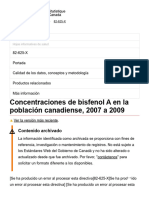 Concentraciones de Bisfenol A en La Población Canadiense, 2007 A 2009