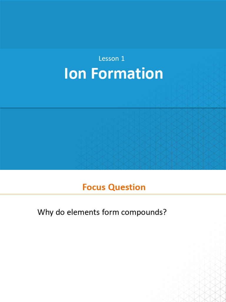 Gr 9 Chem Lesson 1 Ion Formation Pdf Ion Chemistry