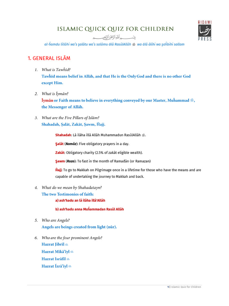 Islamic Quick Quiz | Download Free PDF | Prophets And Messengers In ...