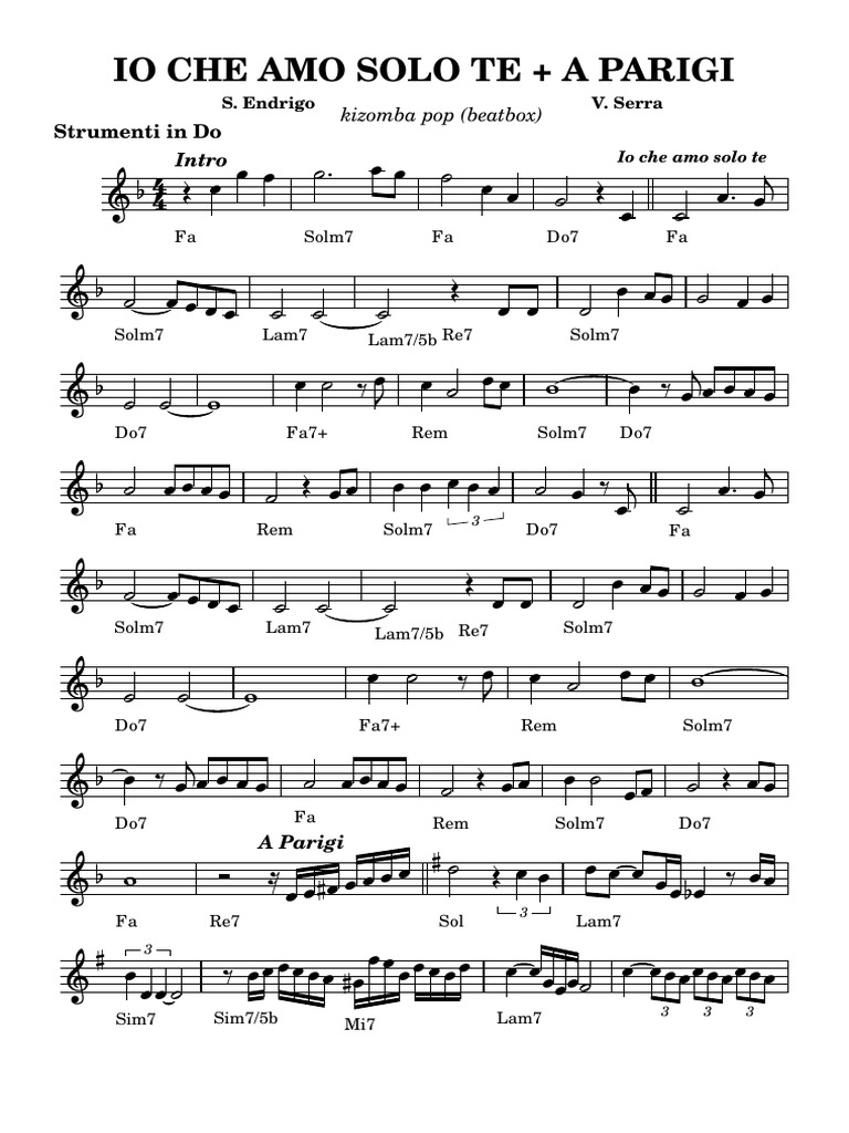 Io Che Amo Solo Te Chords Guide | PDF | European Music