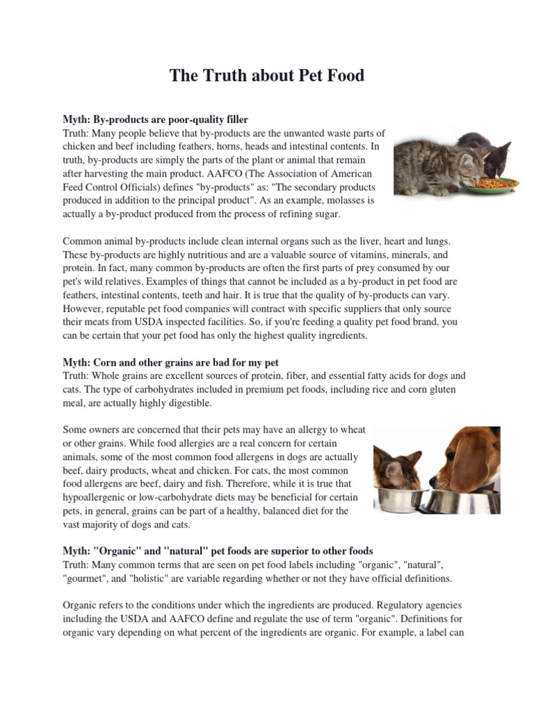 The truth about pet food myth by products are poor quality filler