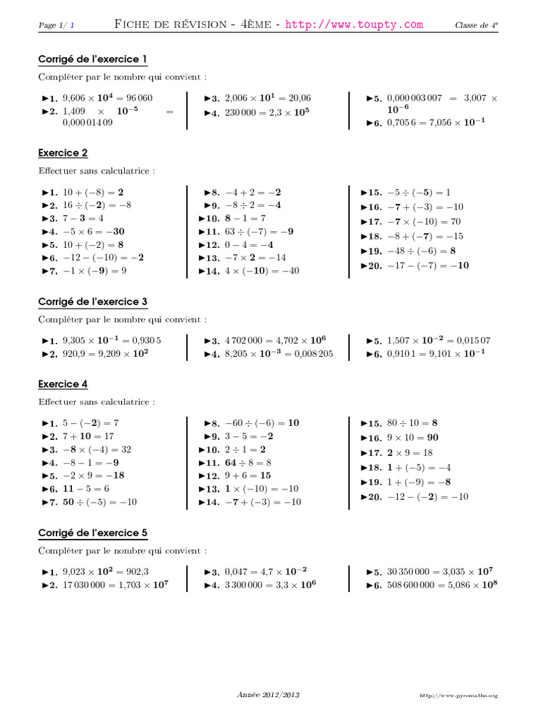 Exercices corrigés de maths 4ème PDF | PDF | Théorie (échecs) | Échecs