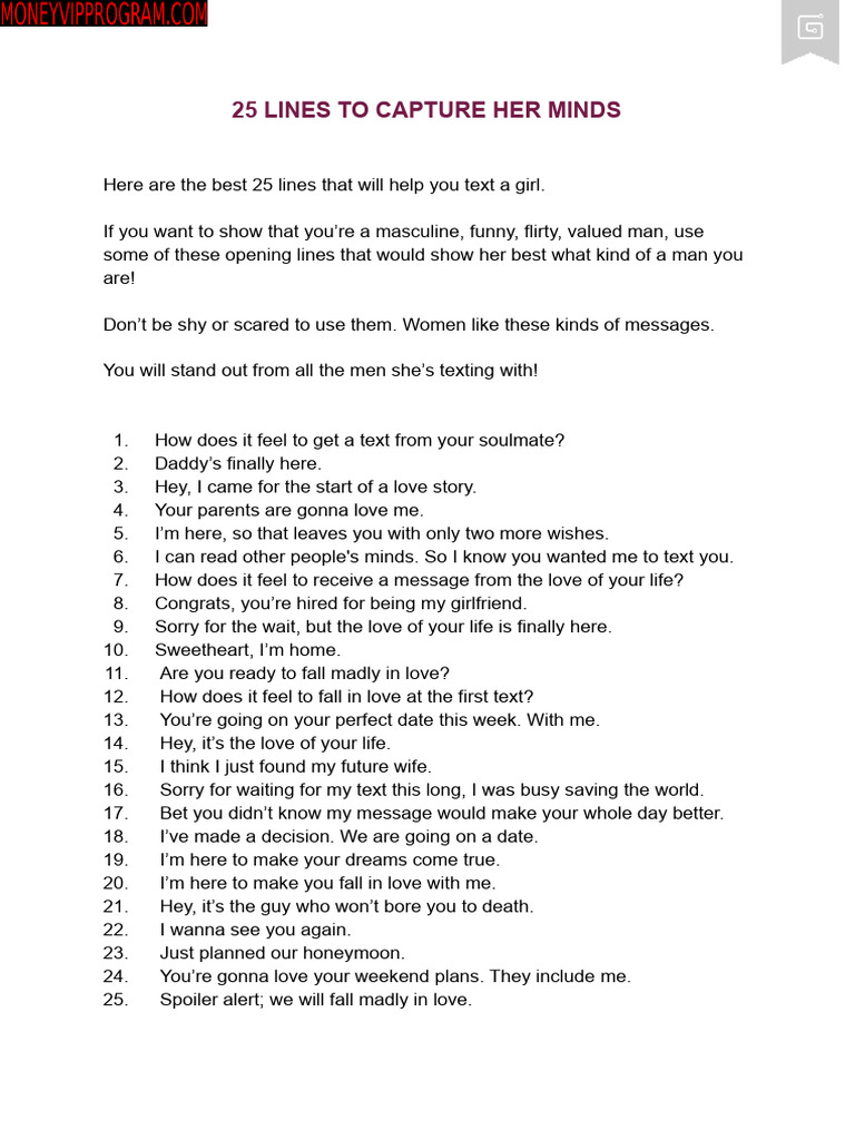 25 Pick Up Lines | PDF