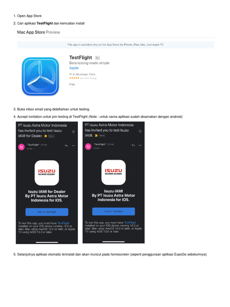 Panduan Instalasi TestFlight | PDF