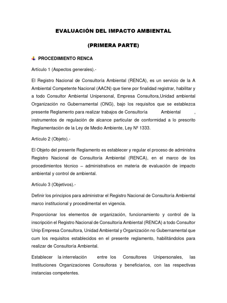 Evaluación de Impacto Ambiental RENCA | PDF | Evaluación de impacto ...