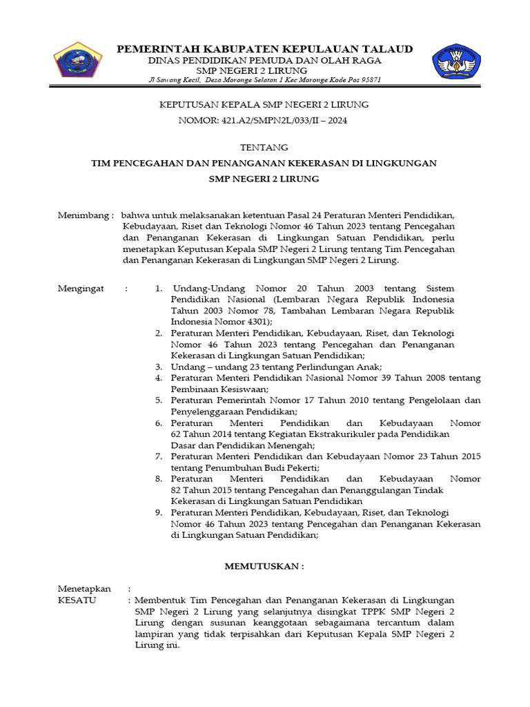 Contoh SK TPPK | PDF