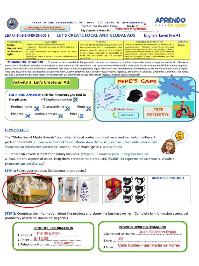 Learning Experience 2 Activity 3 2 Grade Pdf