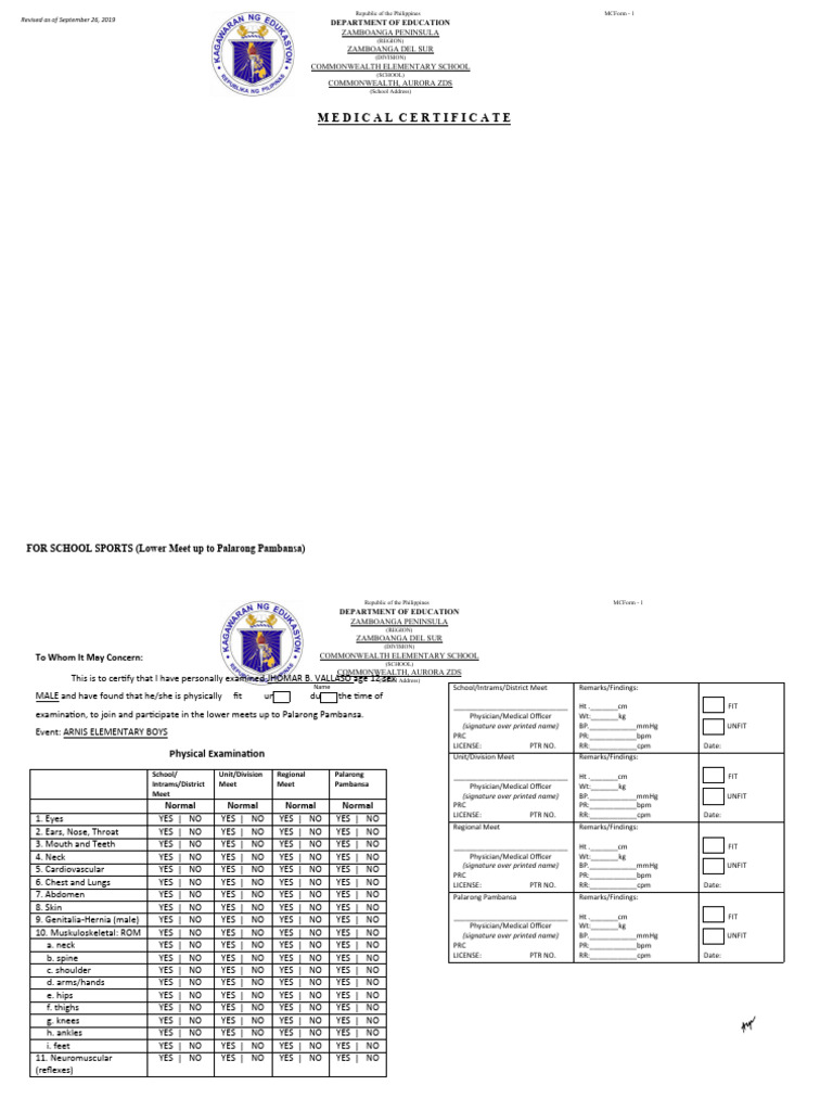Sample medical certificate pdf