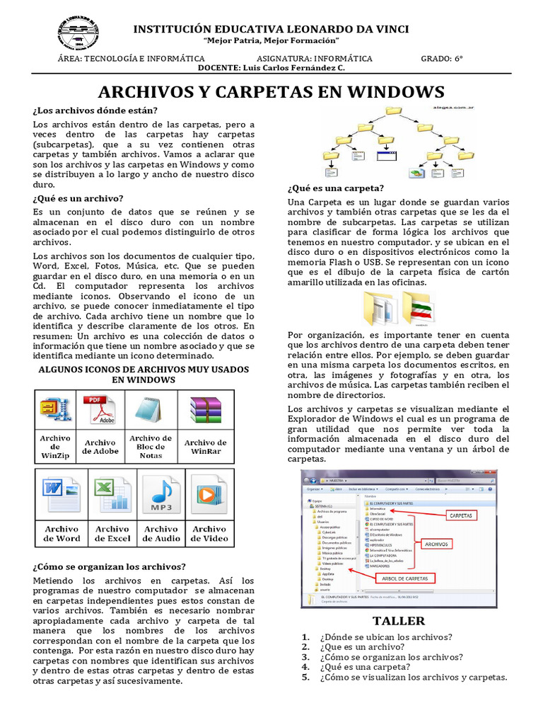 Archivos y Carpetas en Windows | PDF | Archivo de computadora ...