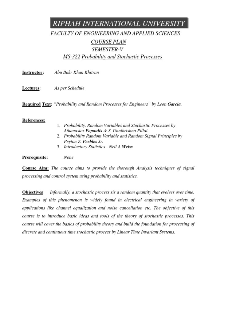 Ms322 Probability And Stochastic Processes Probability - 