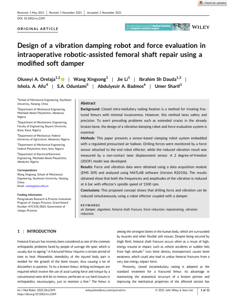 Robotics Computer Surgery 2021 Orelaja Design of A Vibration