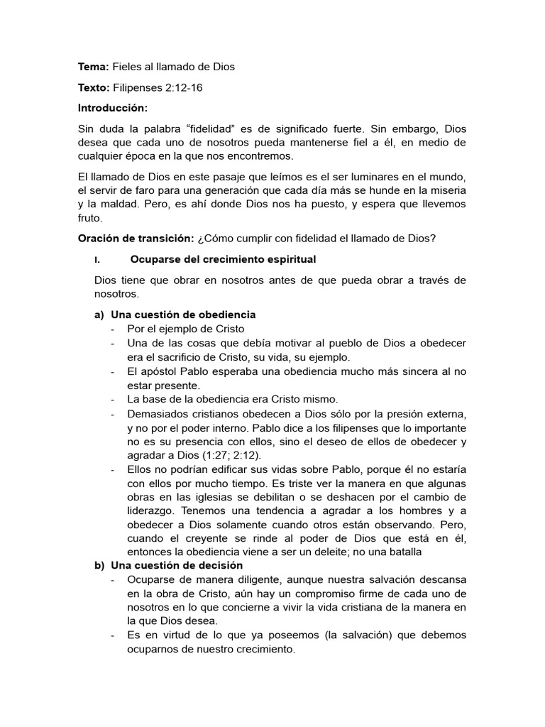 Fieles al llamado de Dios | PDF | Cristo (título) | Pablo el apóstol