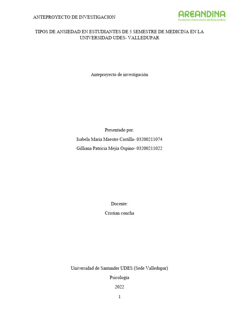 Tipos de Ansiedad en Estudiantes de Medicina | PDF | Ansiedad | Las ...