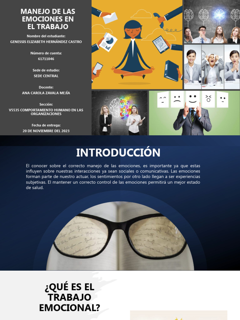 Manejo de emociones en el trabajo | PDF | Las emociones | Inteligencia ...