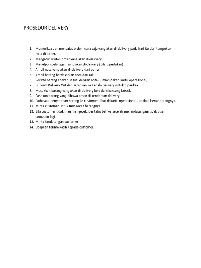 Prosedur Delivery | PDF