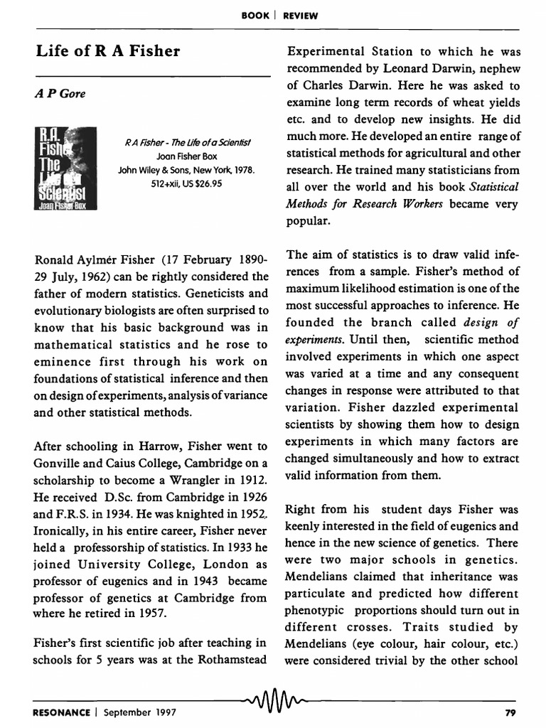 R.A. Fisher: Pioneer of Modern Statistics | PDF | Statistics | Science