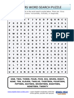 Numbers Vocabulary Word Search Puzzle Worksheet