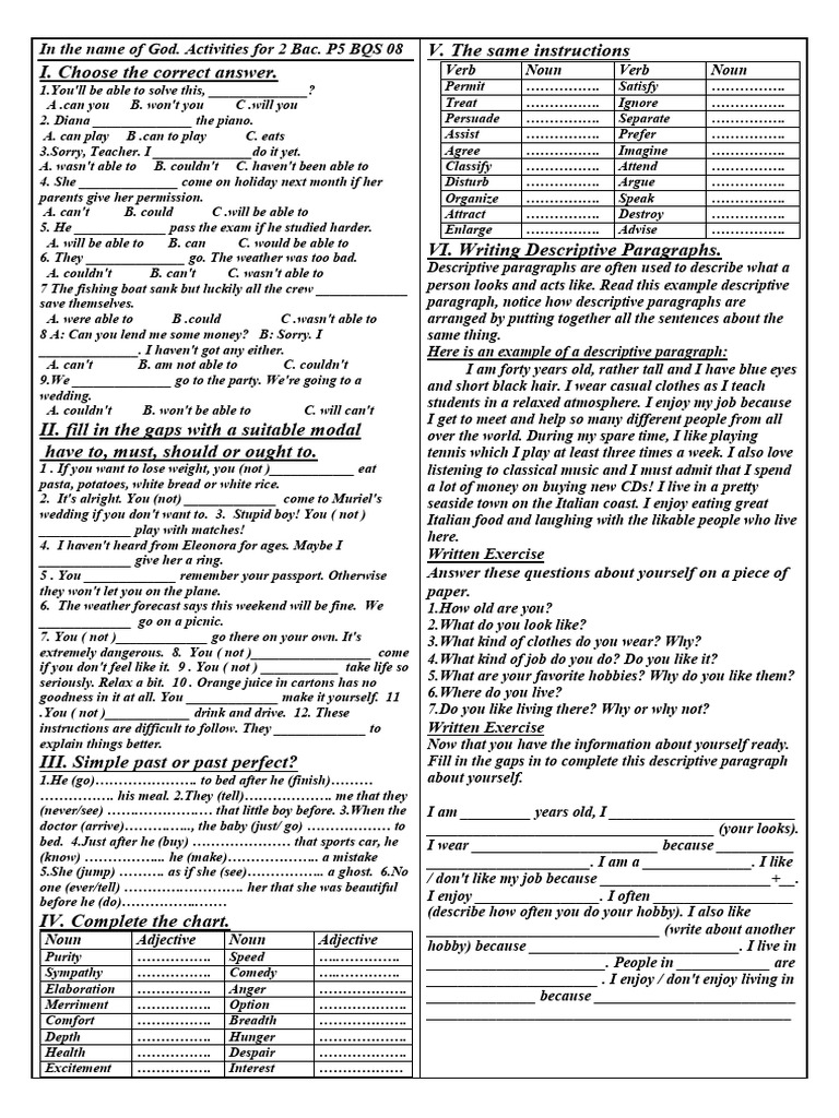 Bac Exercises (Part 1) | PDF | Linguistics | Linguistic Morphology