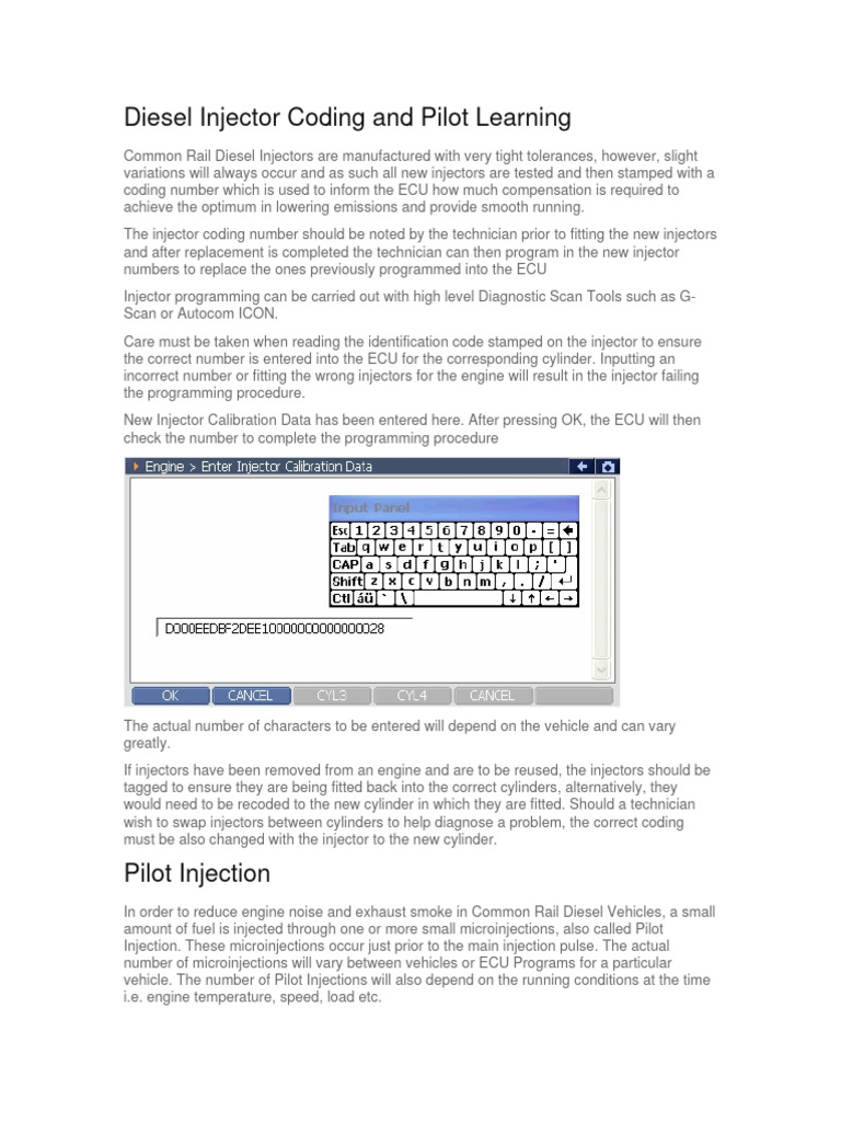 Diesel Injector Coding and Pilot Learning | PDF | Fuel Injection ...
